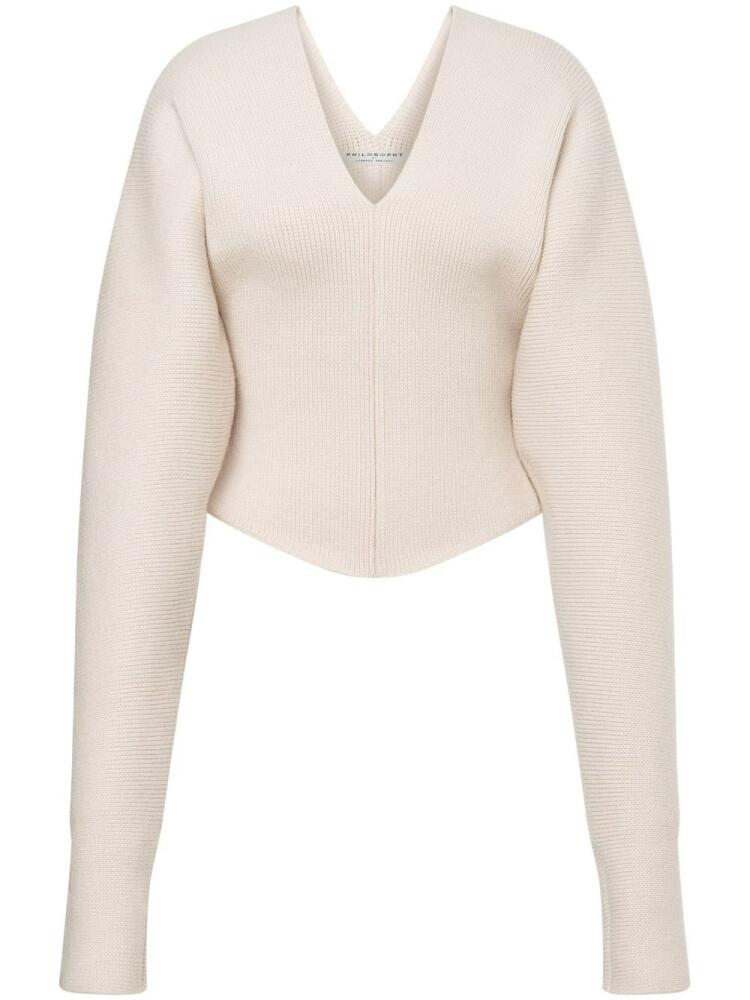 Philosophy Di Lorenzo Serafini V-neck cropped jumper - White Cover