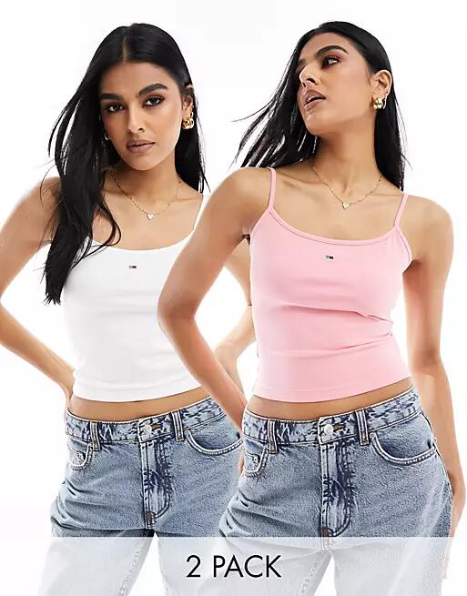 Tommy Jeans 2 pack essential strap tops in multi-White Cover