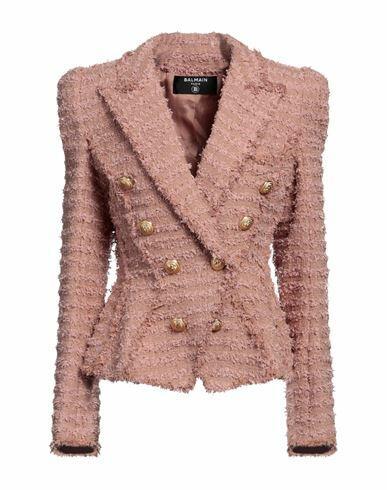 Balmain Woman Blazer Pastel pink Cotton, Polyamide, Metallized polyamide Cover