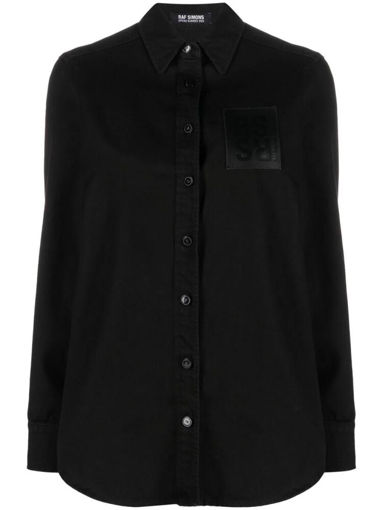 Raf Simons logo-patch cotton shirt - Black Cover