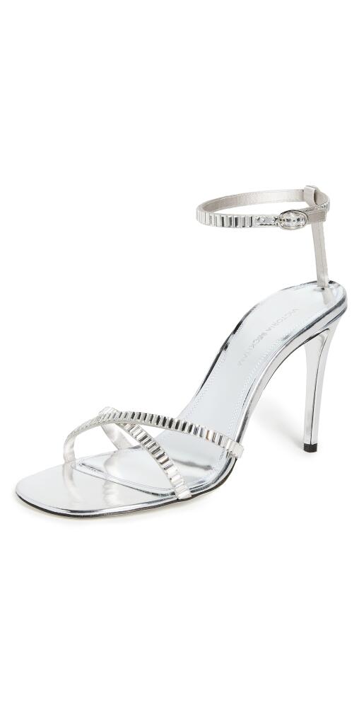 Victoria Beckham Rhinestone Sandals 90mm Silver Cover