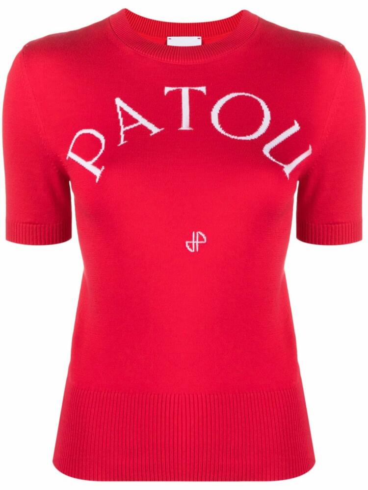 Patou intarsia knit-logo knitted top - Red Cover