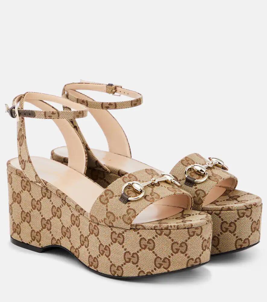 Gucci Horsebit GG Canvas platform sandals Cover