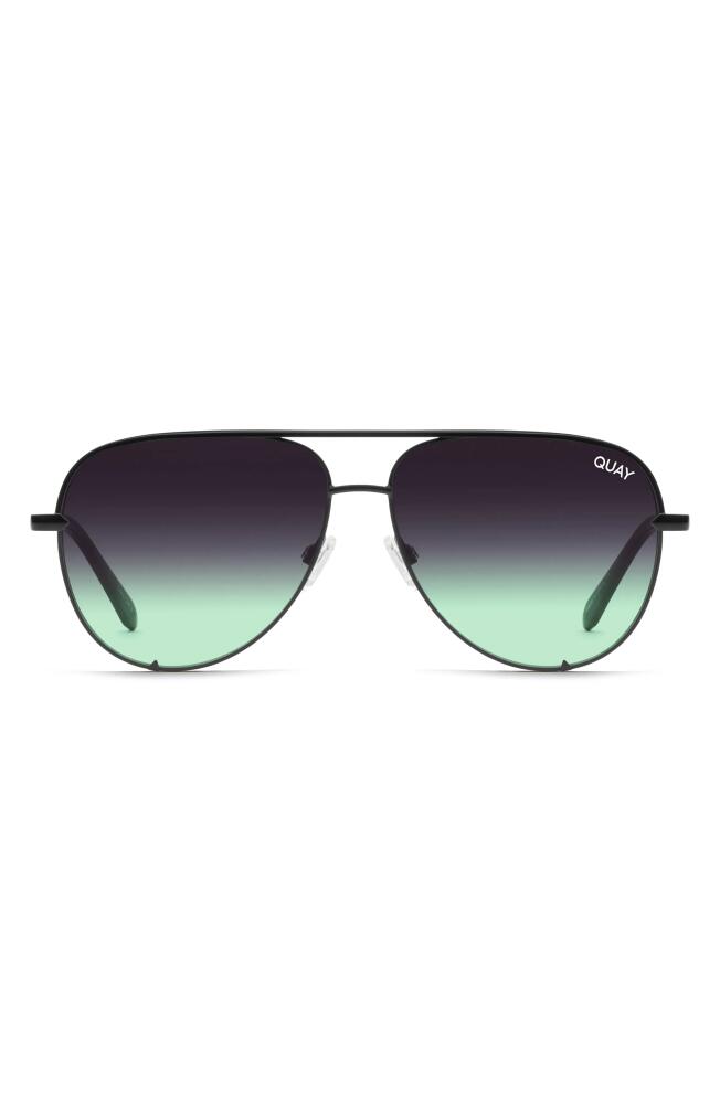 Quay Australia High Key Micro 49mm Gradient Aviator Sunglasses in Black/Black Fade Mint Cover