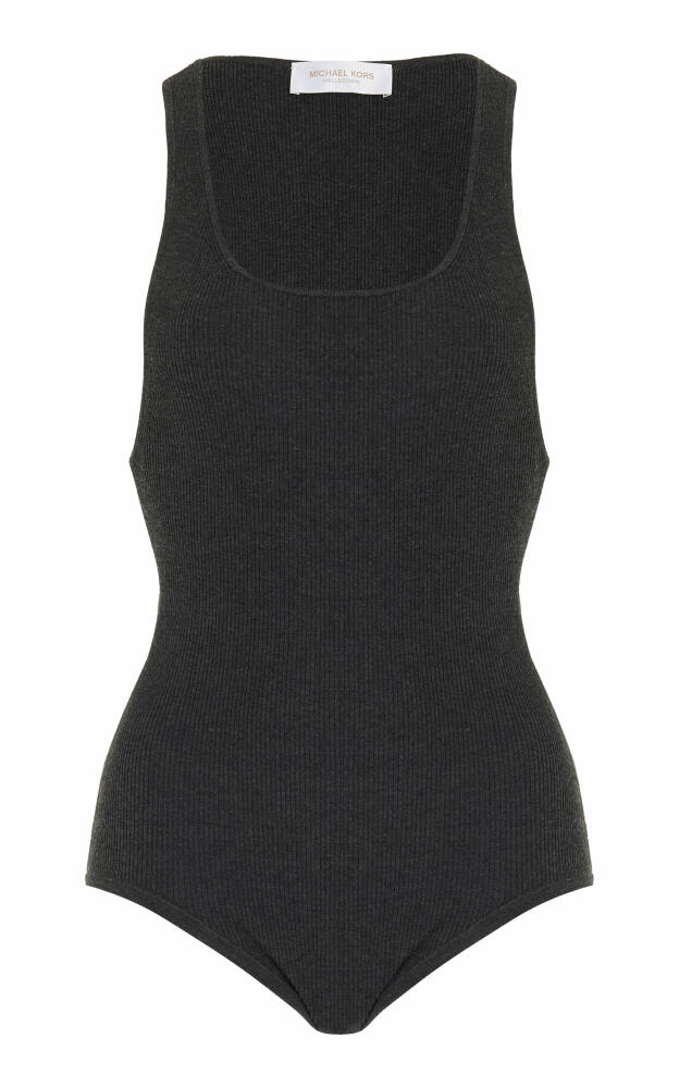 Michael Kors Collection - Ribbed Jersey Tank Bodysuit - Grey Cover