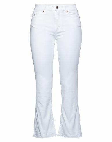 Avantgar Denim By European Culture Woman Pants White Cotton, Polyester, Elastane Cover