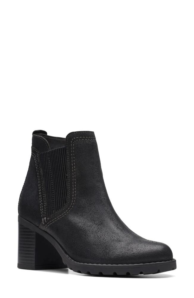 Clarks(r) Leda Up Chelsea Boot in Black Sde Cover