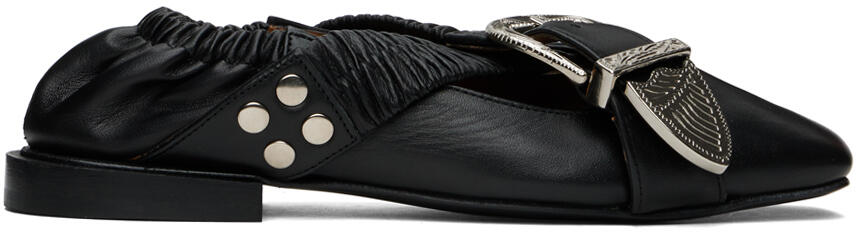 Toga Pulla SSENSE Exclusive Black Cross Strap Ballerina Flats Cover