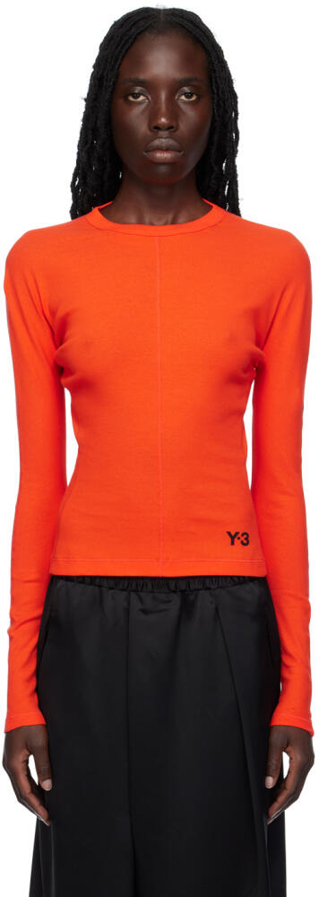 Y-3 Orange Fitted Long Sleeve T-Shirt Cover