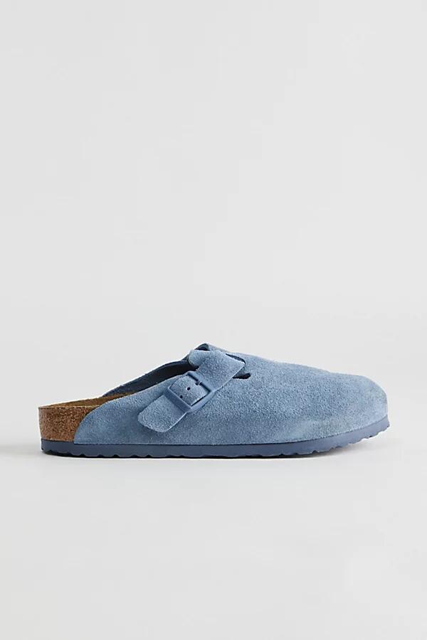 Birkenstock Boston Soft Footbed Clog in Elemental Blue Suede Cover