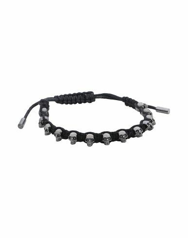 Alexander Mcqueen Man Bracelet Black Textile fibers, Brass Cover