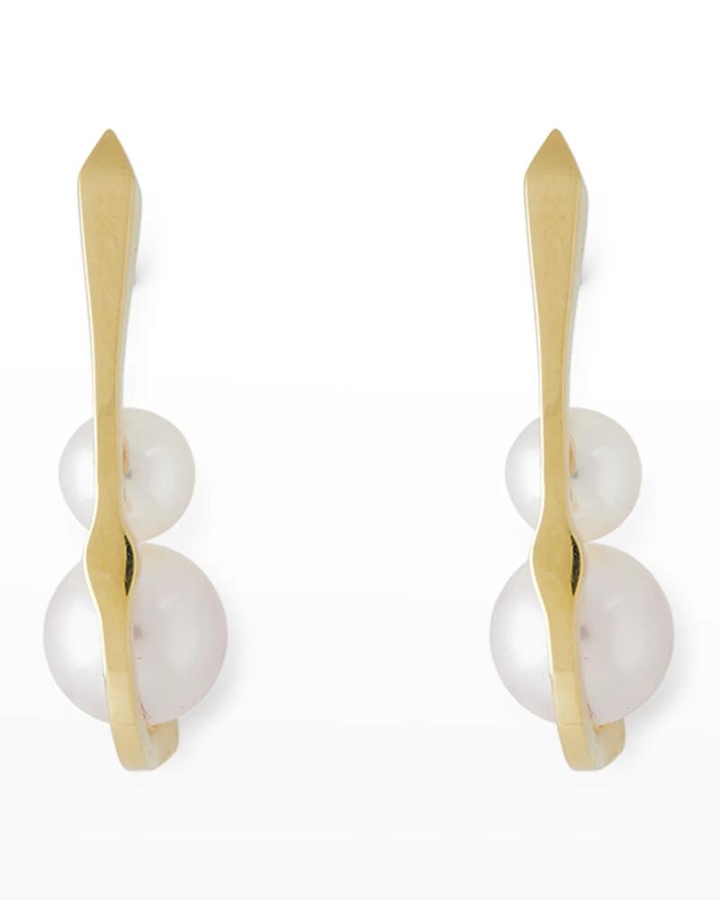 Pearls By Shari 18K Yellow Gold 6-8mm Akoya 4-Pearl on Fish Hook Earrings Cover