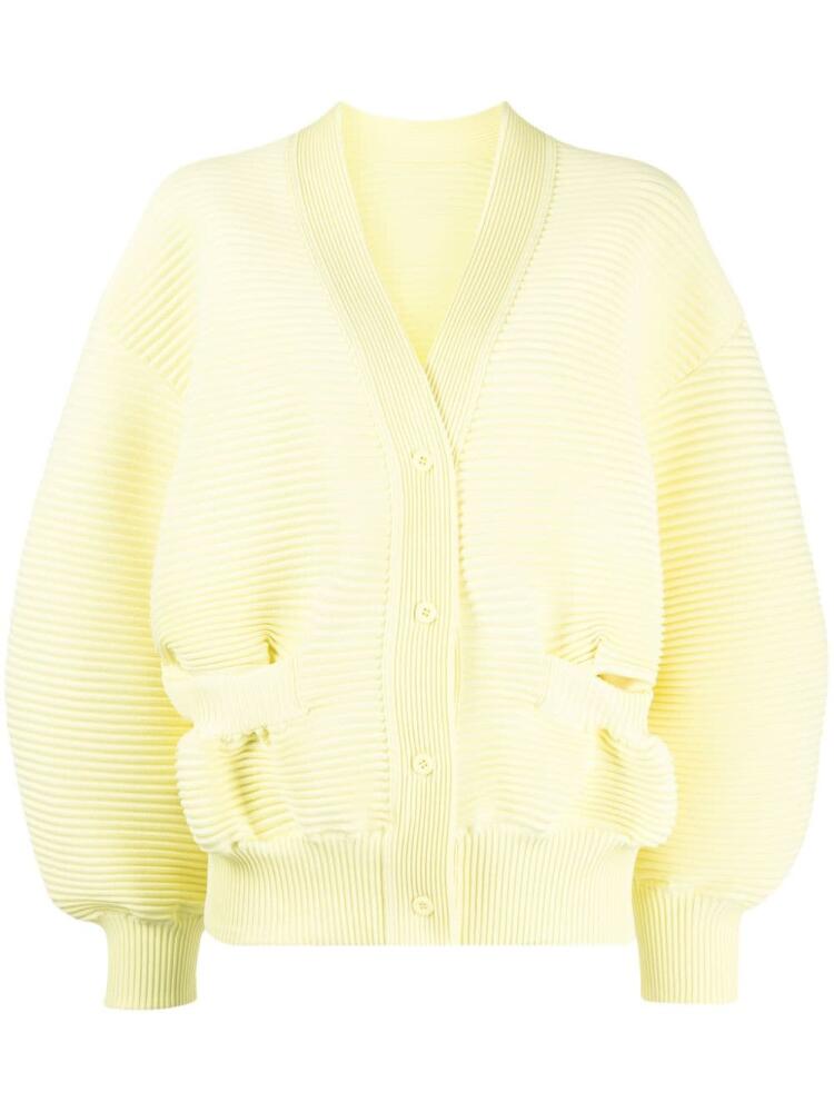 JNBY balloon-sleeve ribbed cardigan - Yellow Cover