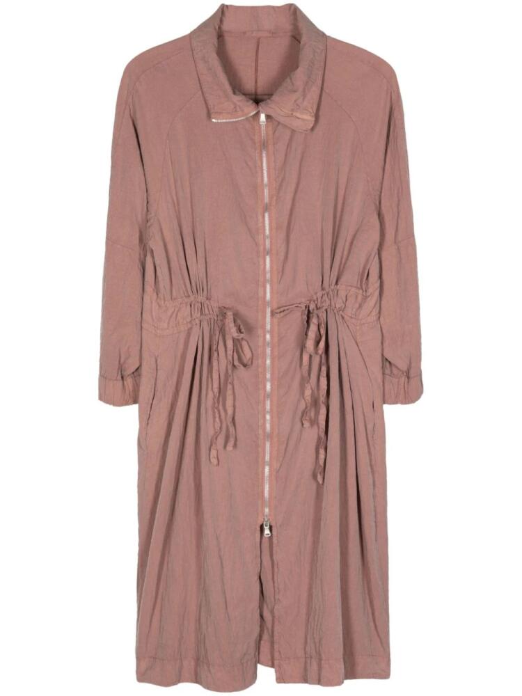 Transit zip-up crinkled trench coat - Pink Cover