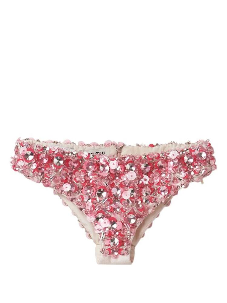 Miu Miu sequin-embellished slip-on briefs - Pink Cover