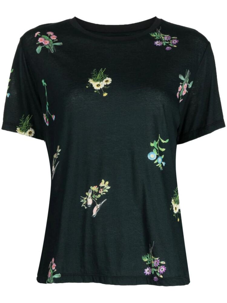 Cynthia Rowley floral-print cotton T-shirt - Black Cover