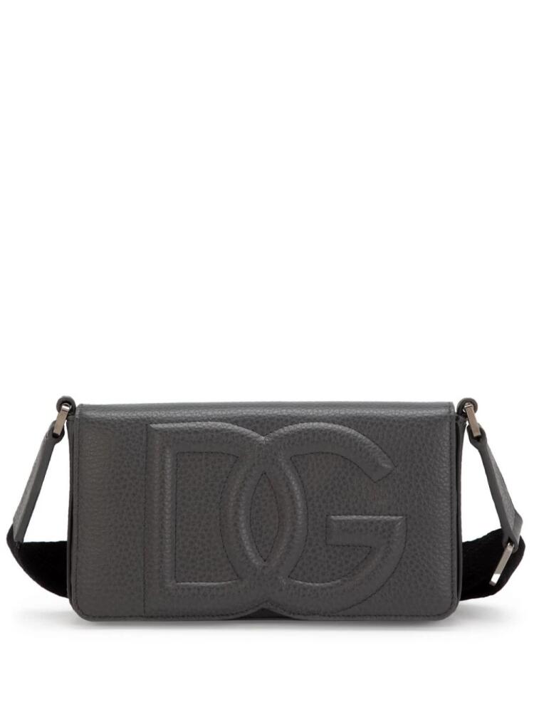 Dolce & Gabbana logo-embossed leather shoulder bag - Grey Cover