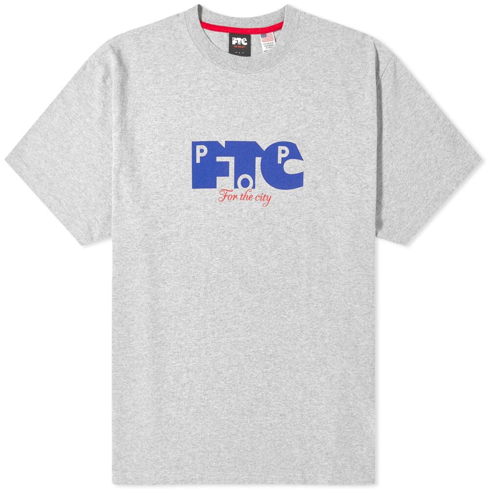 Pop Trading Company Men's x FTC Logo T-Shirt in Heather Grey Cover