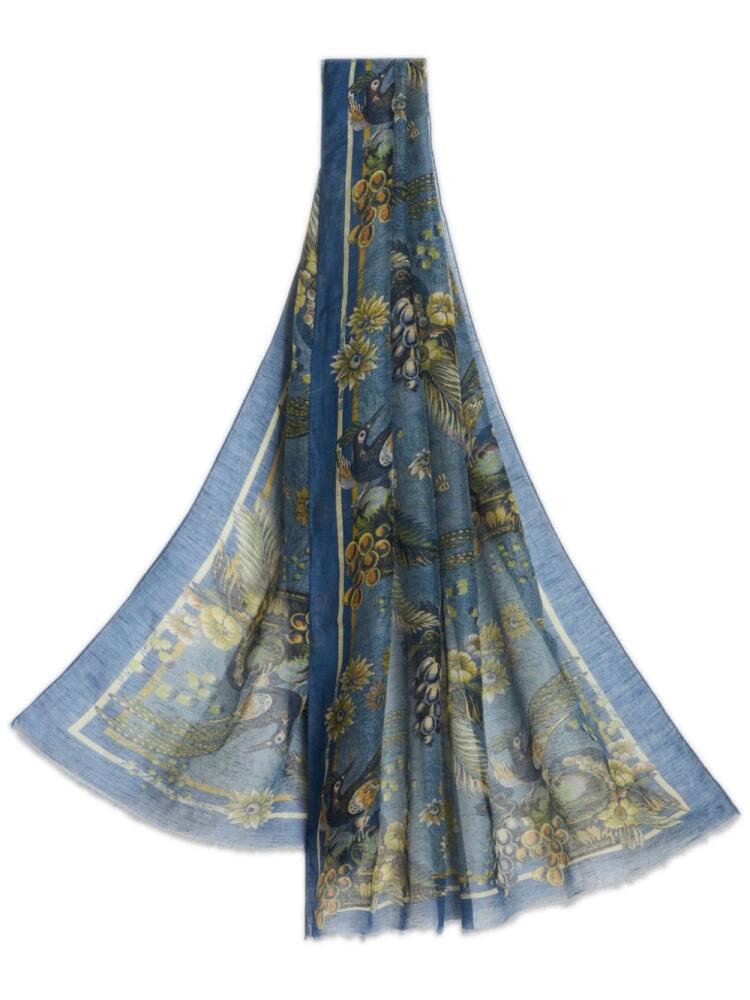 ETRO graphic-print semi-sheer scarf - Blue Cover