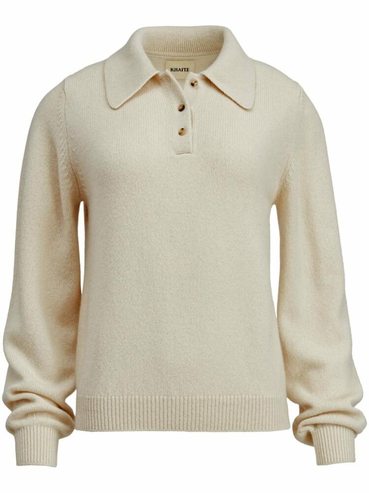 KHAITE Joey polo-collar jumper - White Cover