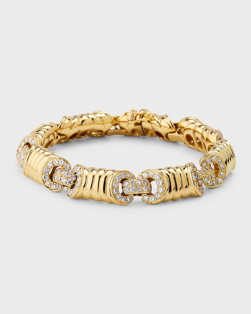 NM Estate Estate 18K Yellow Gold Corrugated Link and 224 Diamond Bracelet Cover