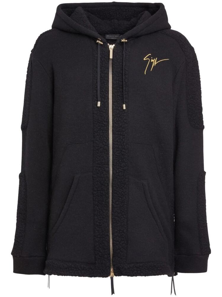 Giuseppe Zanotti zip-front shearling-trim hoodie - Black Cover