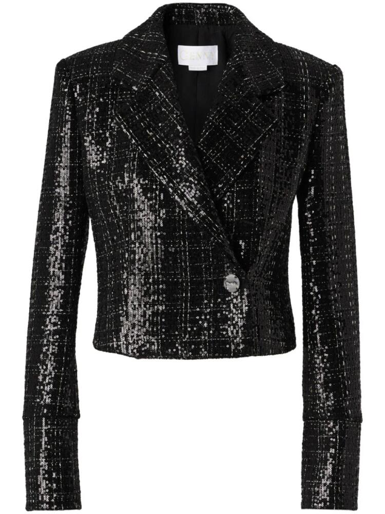 Genny sequin-embellished tweed cropped jacket - Black Cover