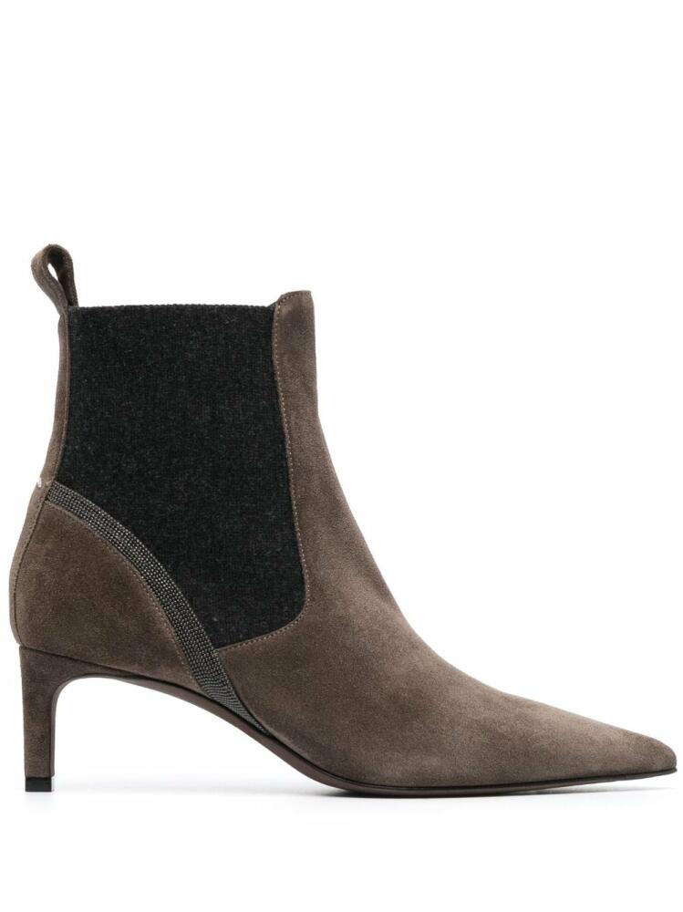 Brunello Cucinelli 60mm suede ankle boots - Brown Cover