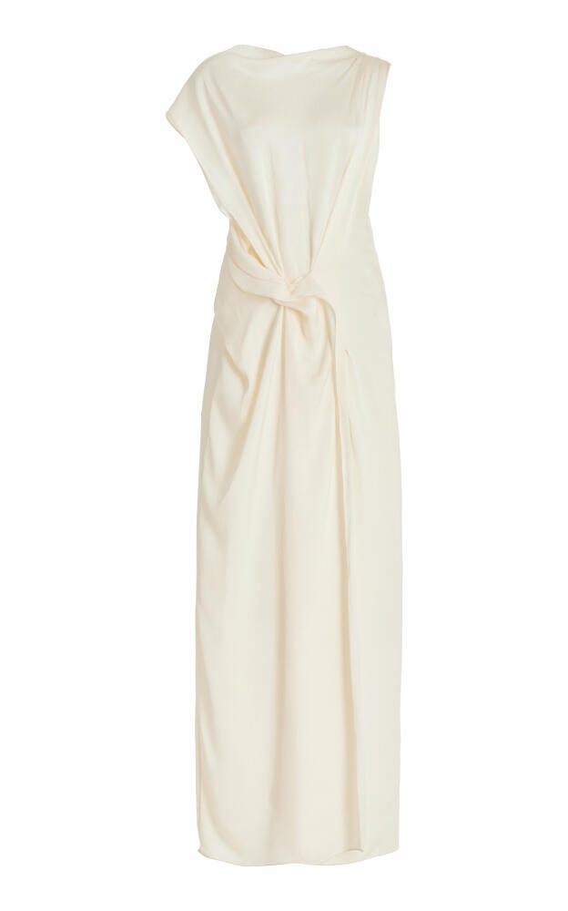 BONDI BORN - Ardea Draped Seeksucker Maxi Dress - Neutral Cover