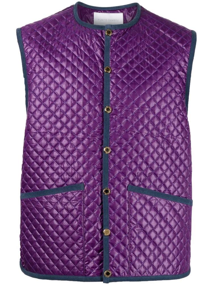 Fumito Ganryu quilted fitted gilet - Purple Cover