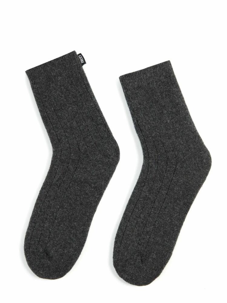 Gobi Cashmere Trim Knit Bed Socks in Charcoal Cover