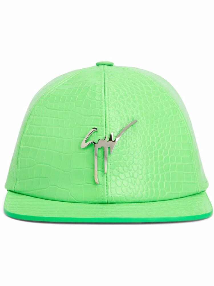 Giuseppe Zanotti Cohen snakeskin-effect leather cap - Green Cover