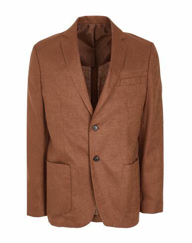 8 By Yoox Linen Single Breast Blazer Man Blazer Brown Linen Cover