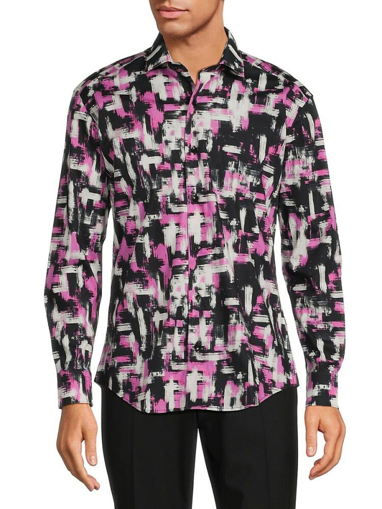 Bertigo Men's Hunter Abstract Print Shirt - Black Cover