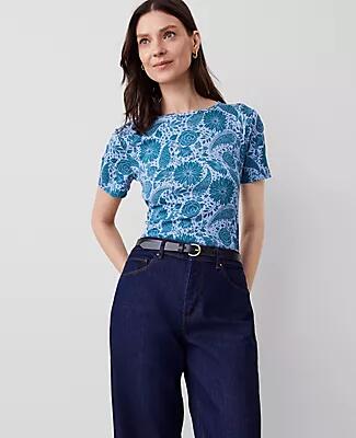 Ann Taylor Floral Pima Cotton Tee Cover