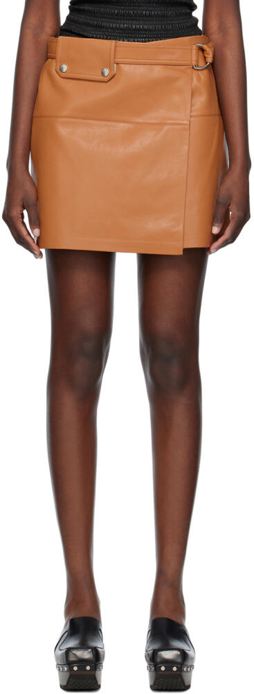 Nanushka Tan Susan Leather Miniskirt Cover