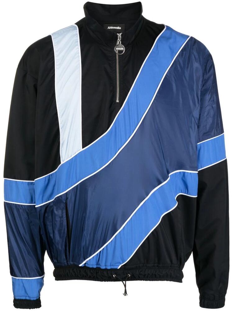 Ahluwalia striped half-zip jacket - Blue Cover