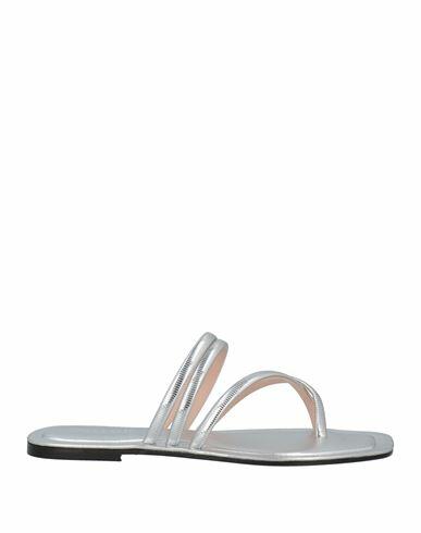 Pollini Woman Thong sandal Silver Polyurethane Cover