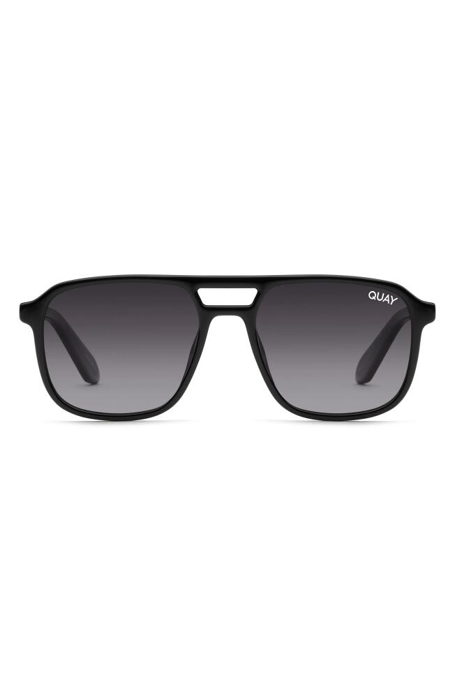 Quay Australia On the Fly Mini 53mm Polarized Aviator Sunglasses in Black/Smoke Polarized Cover