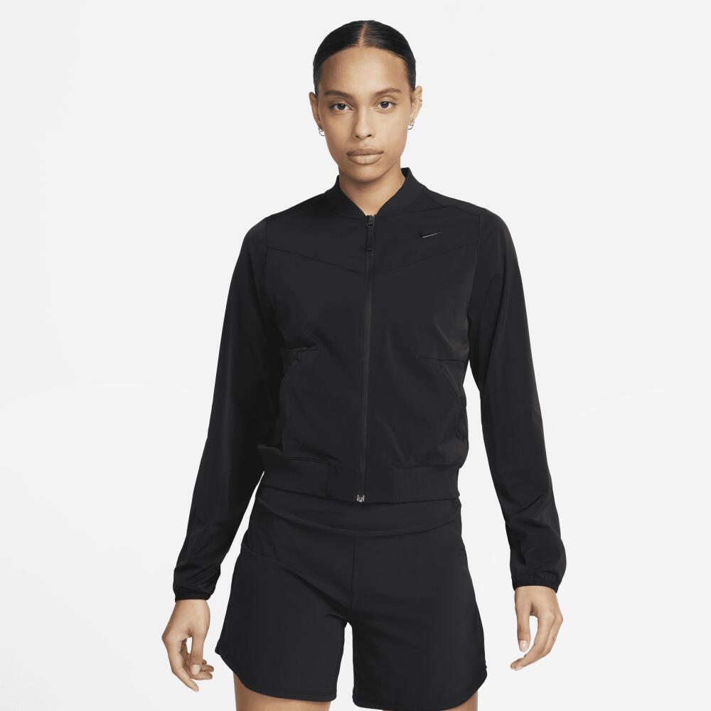 Nike Women's Dri-FIT Bliss Bomber Jacket in Black Cover