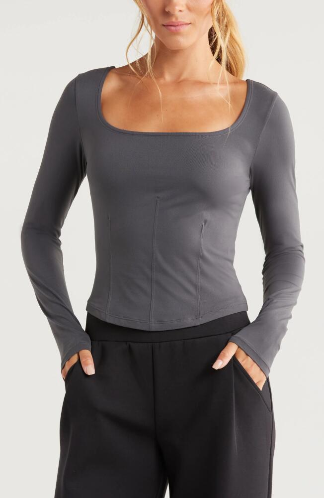 Zella Contour Seam Knit Top in Grey Forged Cover