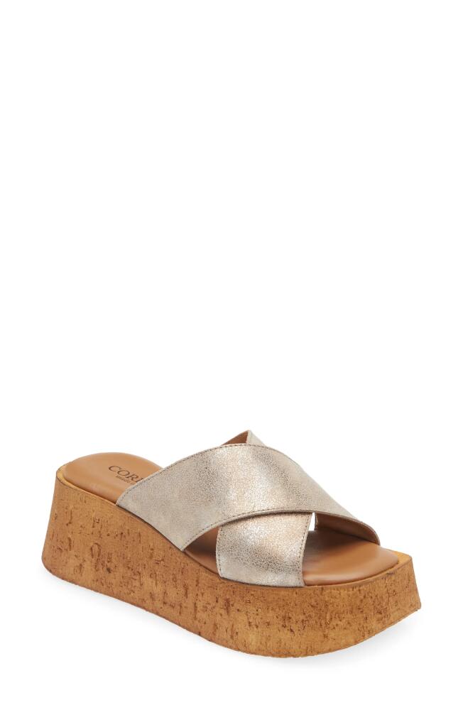 Cordani Frida Platform Wedge Slide Sandal in Dusty Gold Cover