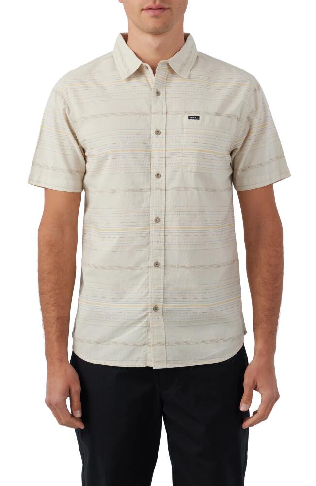 O'Neill Seafarer Stripe Short Sleeve Button-Up Shirt in Light Khaki Cover