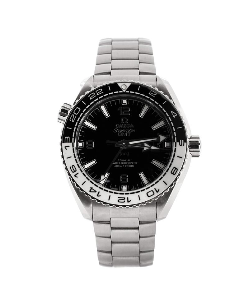 Pre-Owned Omega Seamaster Planet Ocean 600M Co-Axial Chronometer Gmt Oreo Automatic Watch in Stainless Steel 43mm Cover