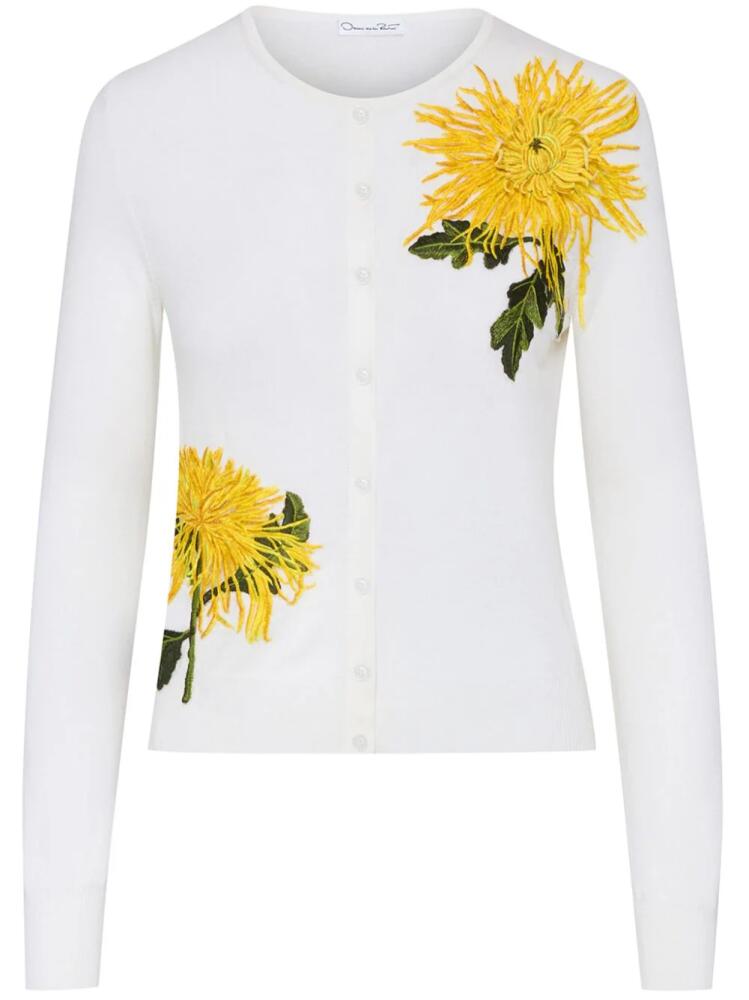 Oscar de la Renta Embroidered cardigan - White Cover