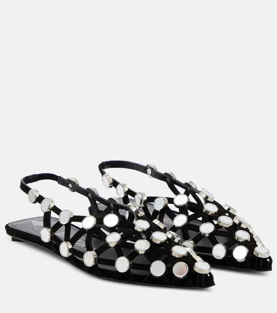 The Attico Grid embellished suede ballet flats Cover