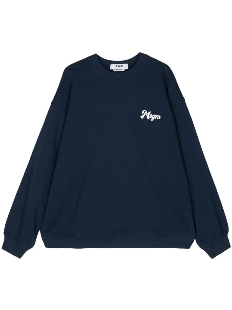 MSGM logo-print cotton sweatshirt - Blue Cover