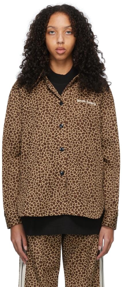 Palm Angels Brown Leopard Shirt Cover