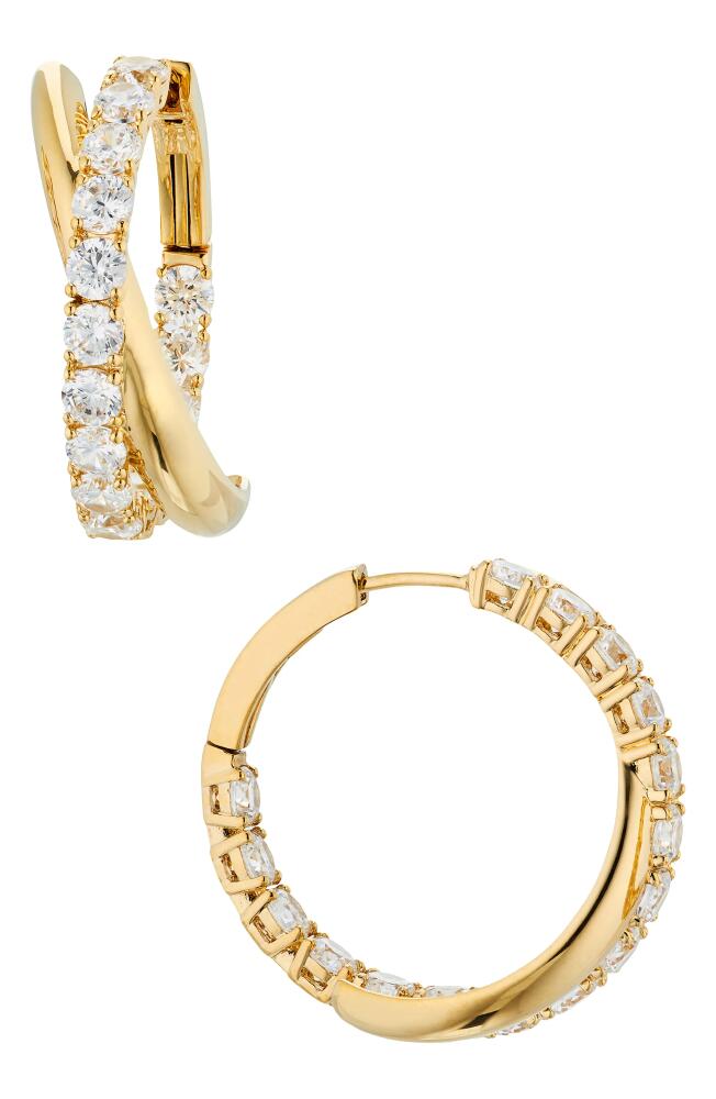 Nadri Twilight Cubic Zirconia Crossover Hoop Earrings in Gold Cover