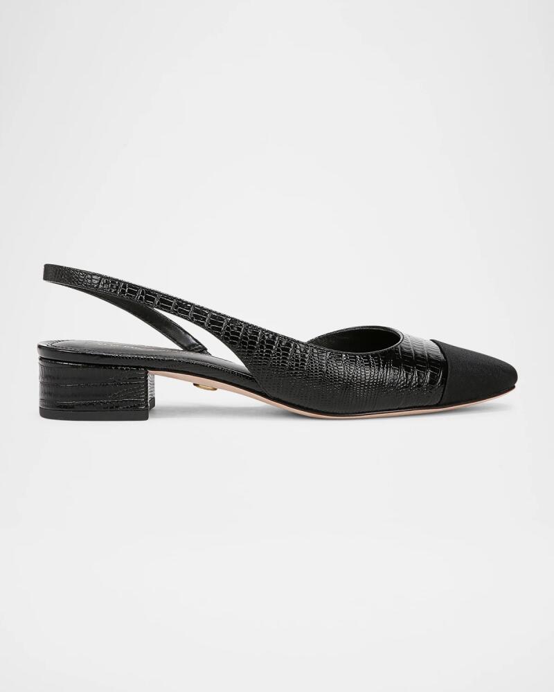 Veronica Beard Cecile Lizard-Embossed Slingback Ballerina Flats Cover